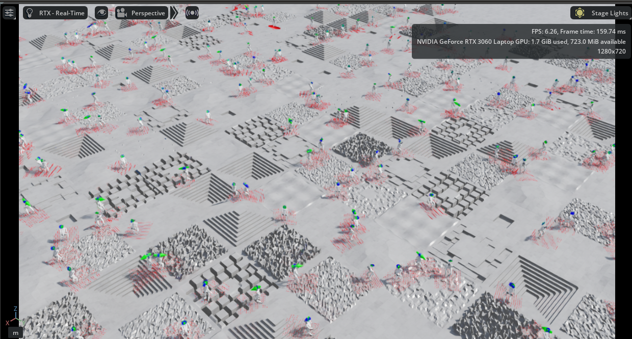Visuomotor humanoid RL locomotion demo